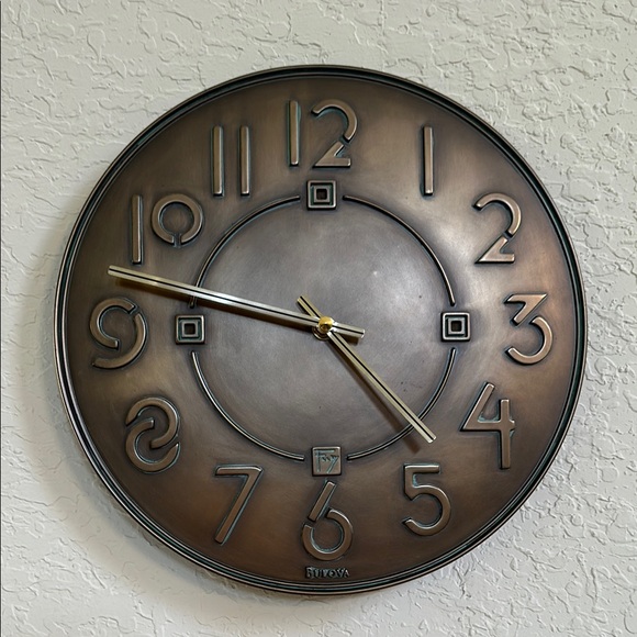 Bulova Stylish Bronze Wall Clock by - Picture 1 of 7